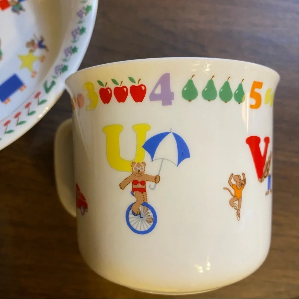 Vintage Lenox Teachers Pet Childs Mug and Plate Set Alphabet Numbers Animals - Picture 3 of 8